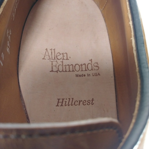 Allen Edmonds Hillcrest Oxfords Derby Bicycle Toe Caramel Honey 12 A Narrow - Picture 7 of 8